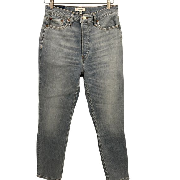 RE/DONE NWT 90s Ultra High Rise Ankle Crop Jeans  Size 29 Costa Indigo - Picture 2 of 5